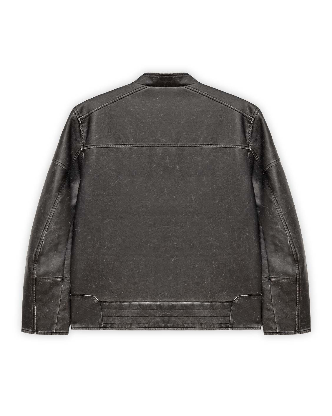 Biker Leather Jacket Vintage Black - Image 8