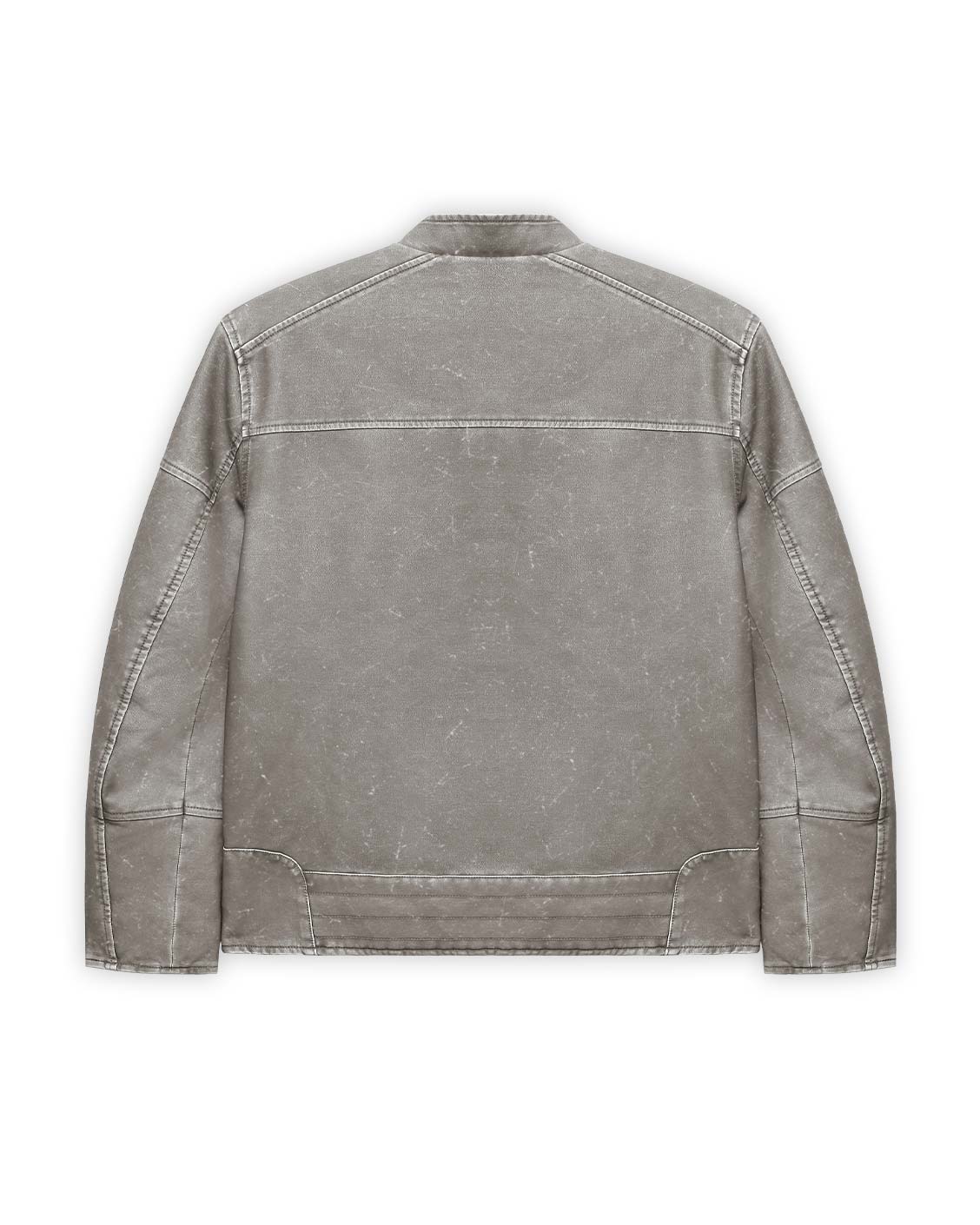 Biker Leather Jacket Vintage Grey - Image 8