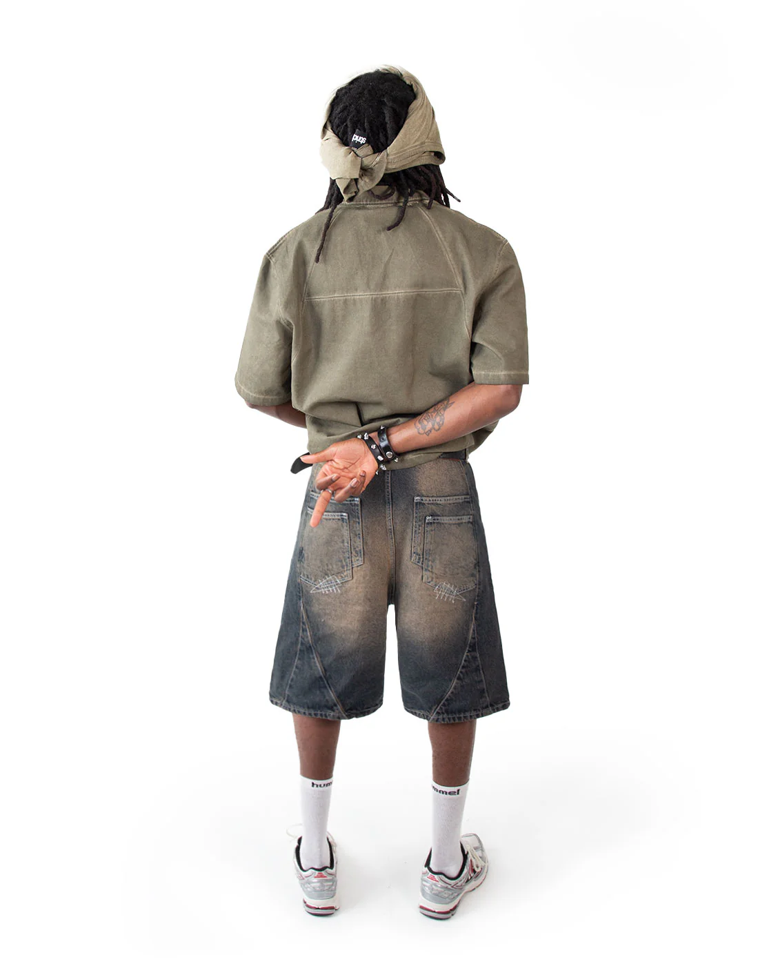 Carpenter Split Jorts Dark Blue Yellow - Image 3
