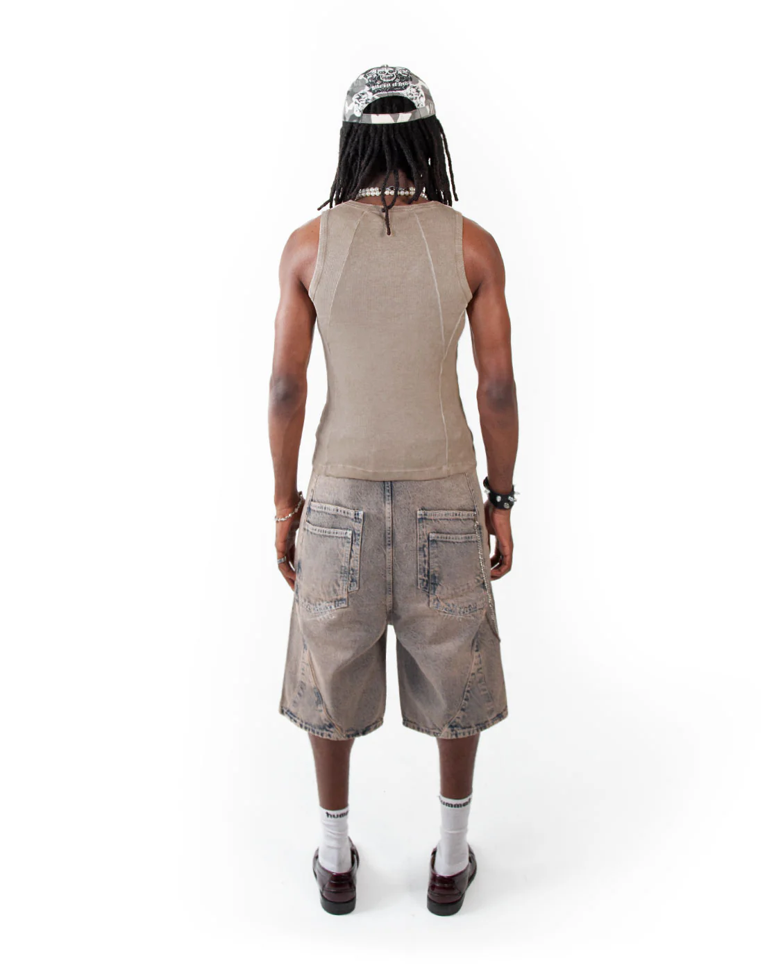 Carpenter Split Jorts Grey Yellow - Image 3