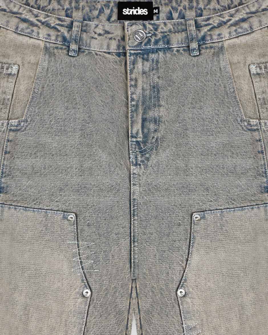 Carpenter Split Jorts Grey Yellow - Image 7