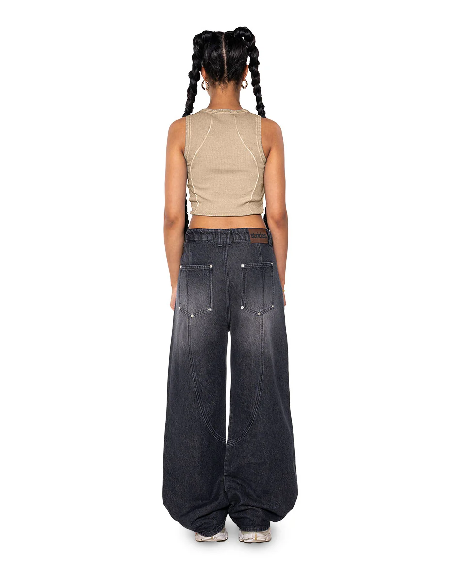 Curve Crop Top Beige Oil Wash - Image 3
