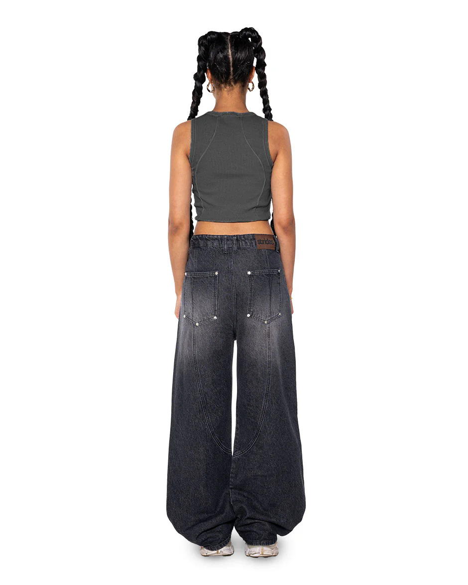 Curve Crop Top Black Oil Wash - Image 3