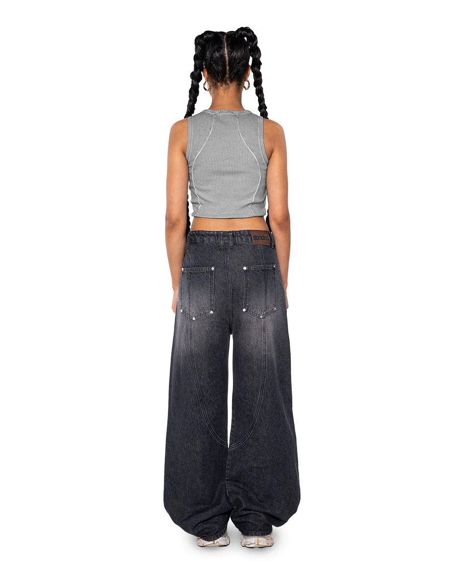 Curve Crop Top Grey Oil Wash - Image 3