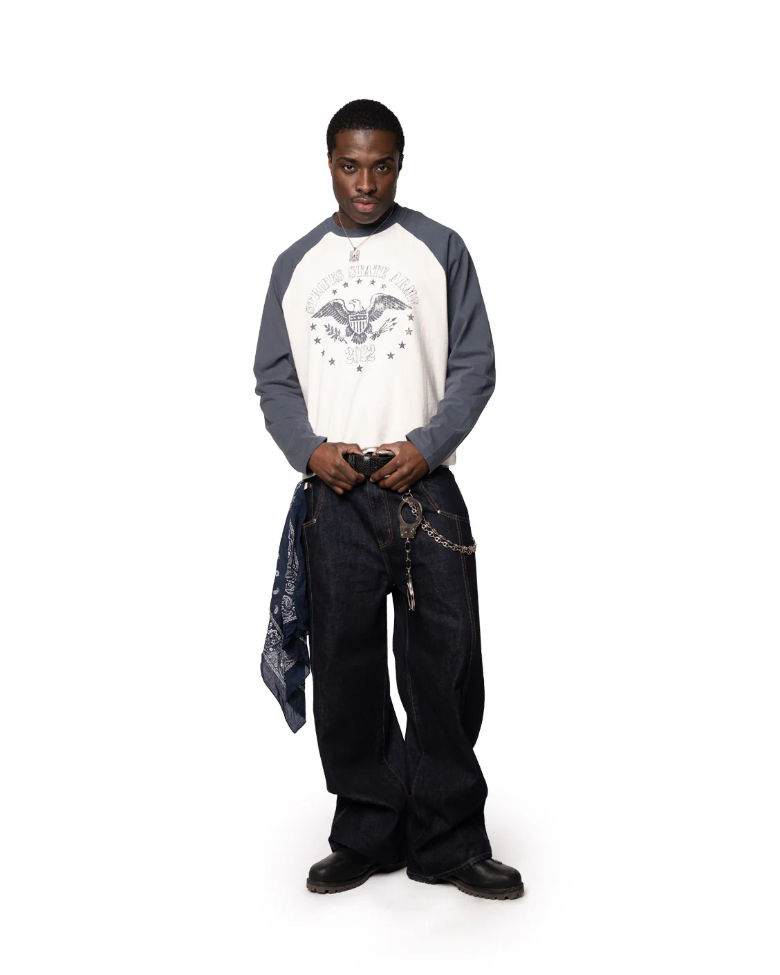 Federal Raglan Longsleeve Light Navy - Image 5