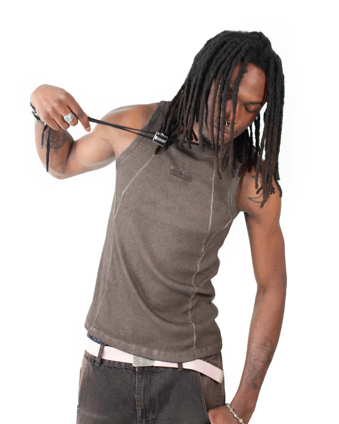 Line Tank Top Brown Oil Wash - Image 5