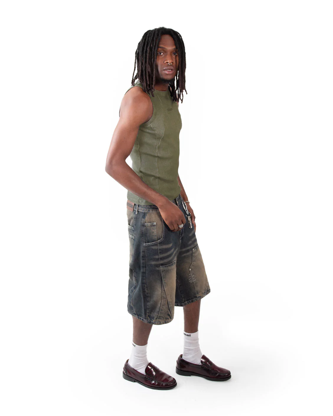 Line Tank Top Olive Oil Wash - Image 3