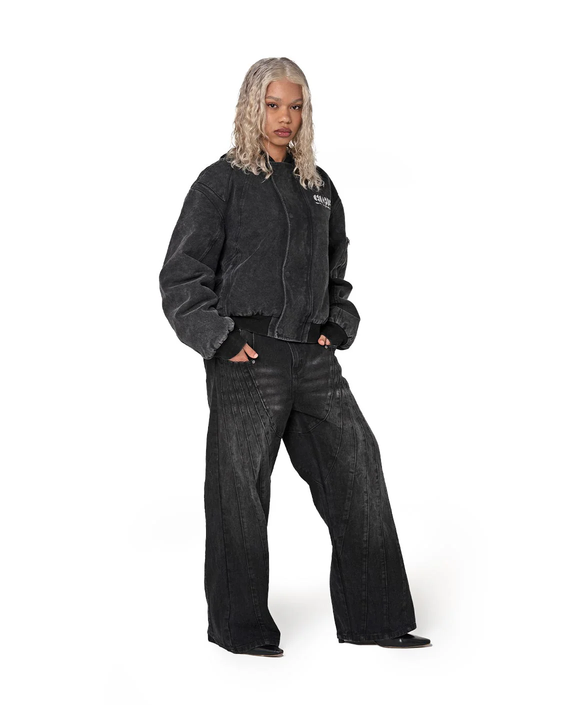 Puffed Bomber Jacket Black - Image 3