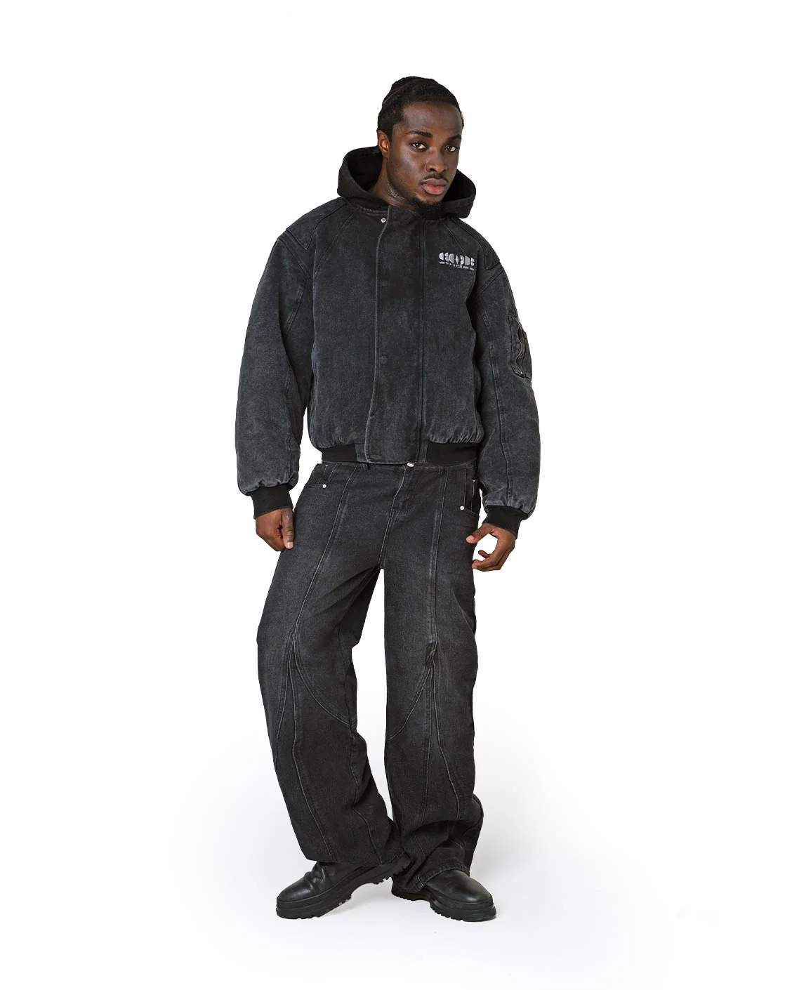 Puffed Bomber Jacket Black - Image 4