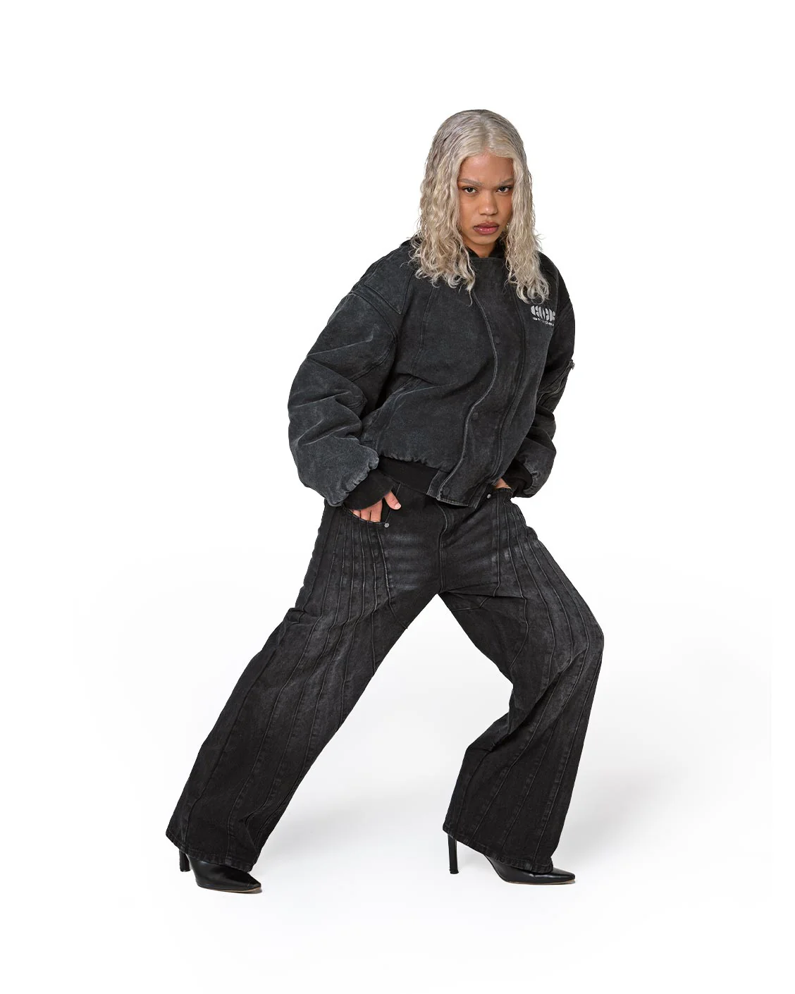 Puffed Bomber Jacket Black - Image 5