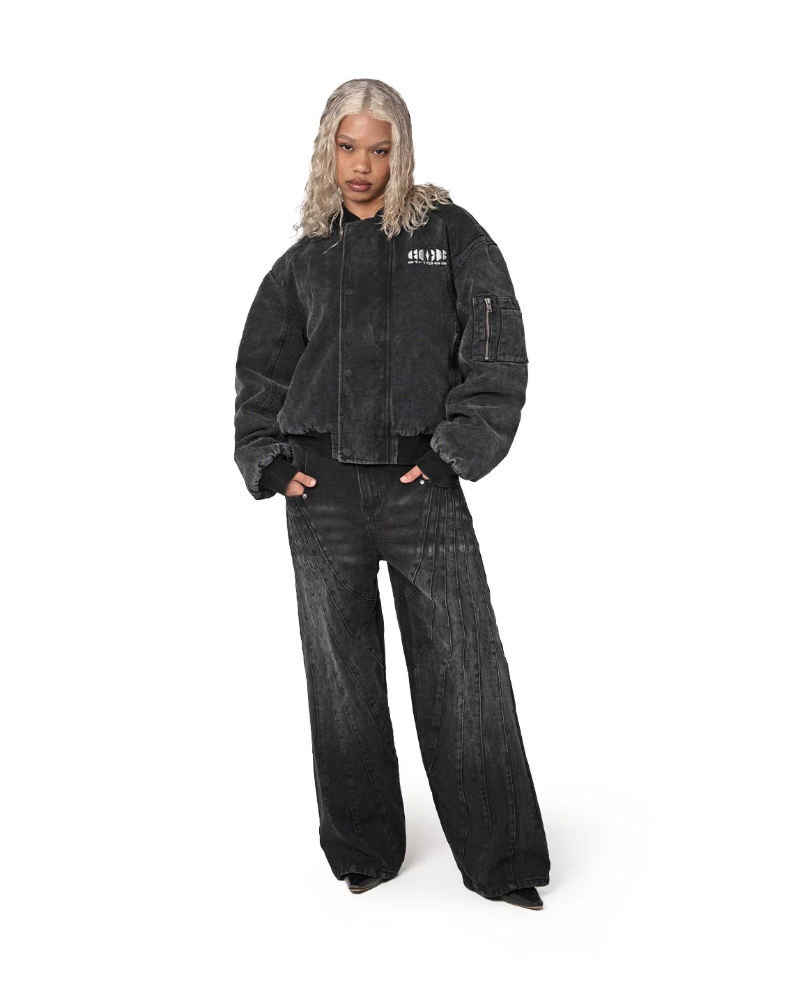 Puffed Bomber Jacket Black - Image 7