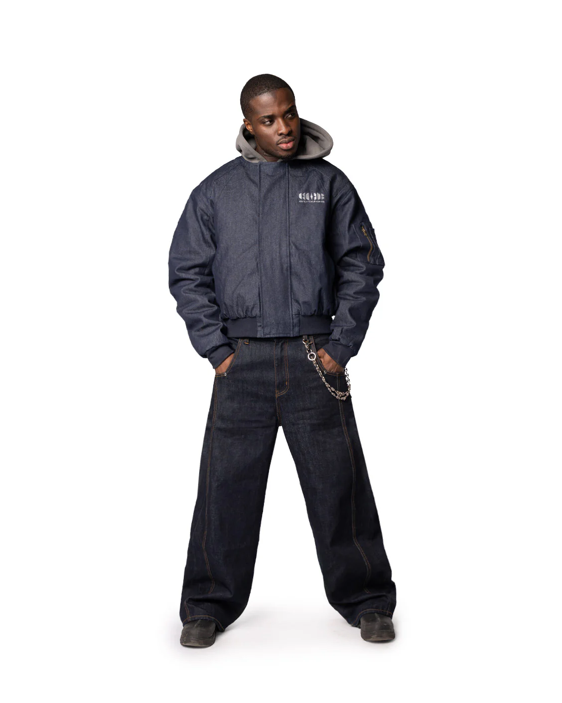 Puffed Raw Denim Bomber - Image 2