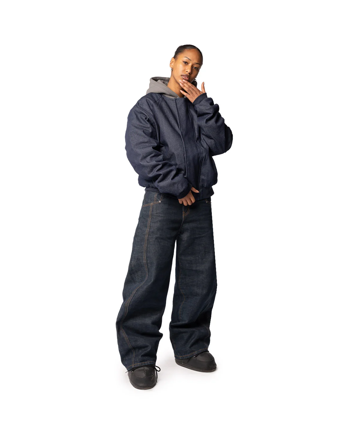 Puffed Raw Denim Bomber - Image 3