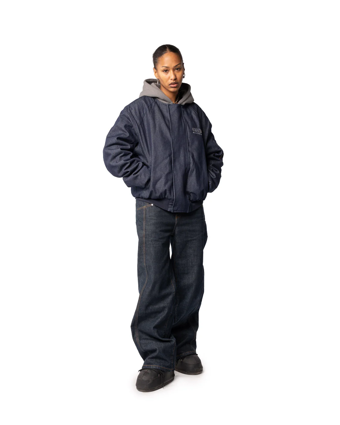 Puffed Raw Denim Bomber - Image 5