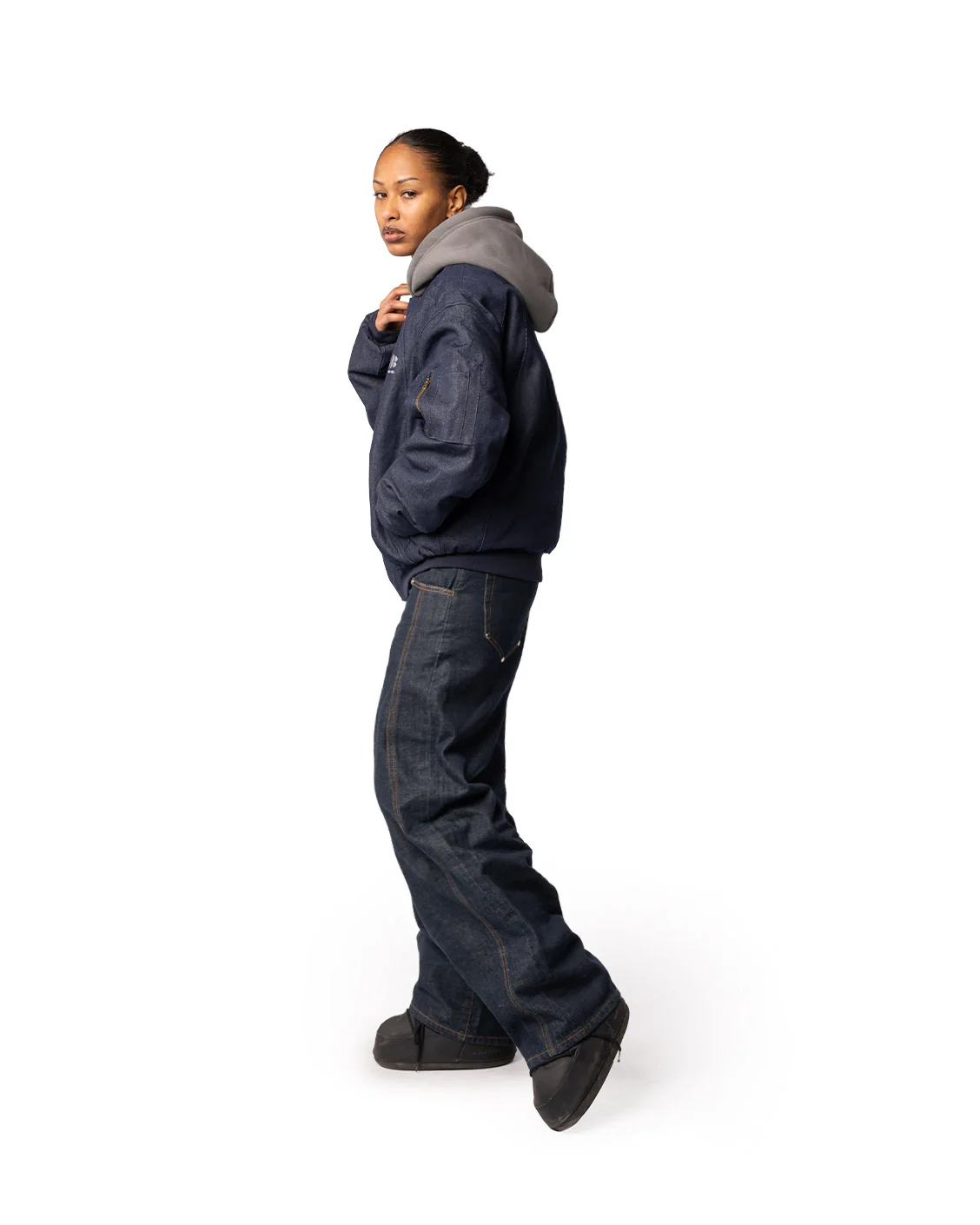 Puffed Raw Denim Bomber - Image 6