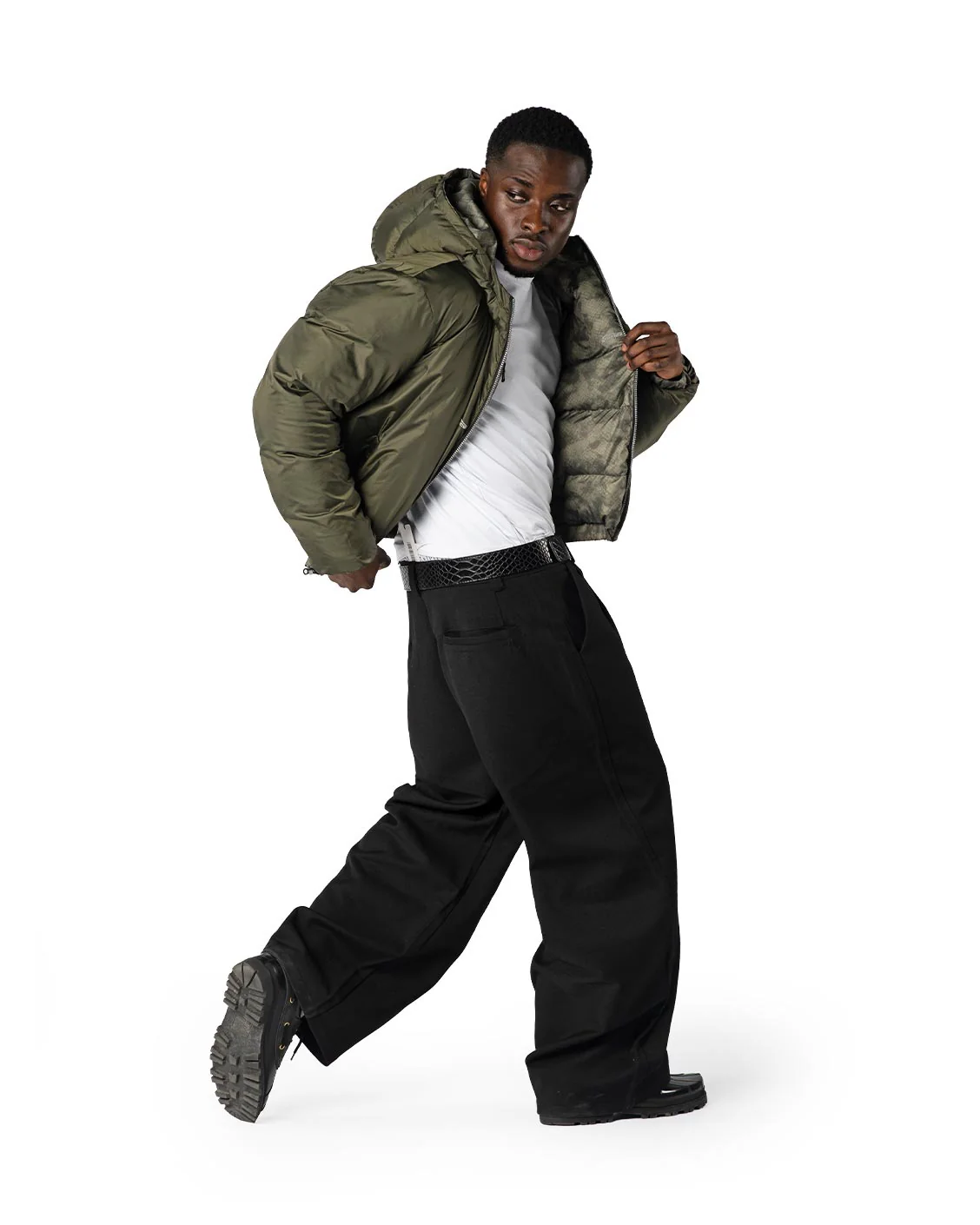 Reversible Snake Camou Puffer Olive - Image 7