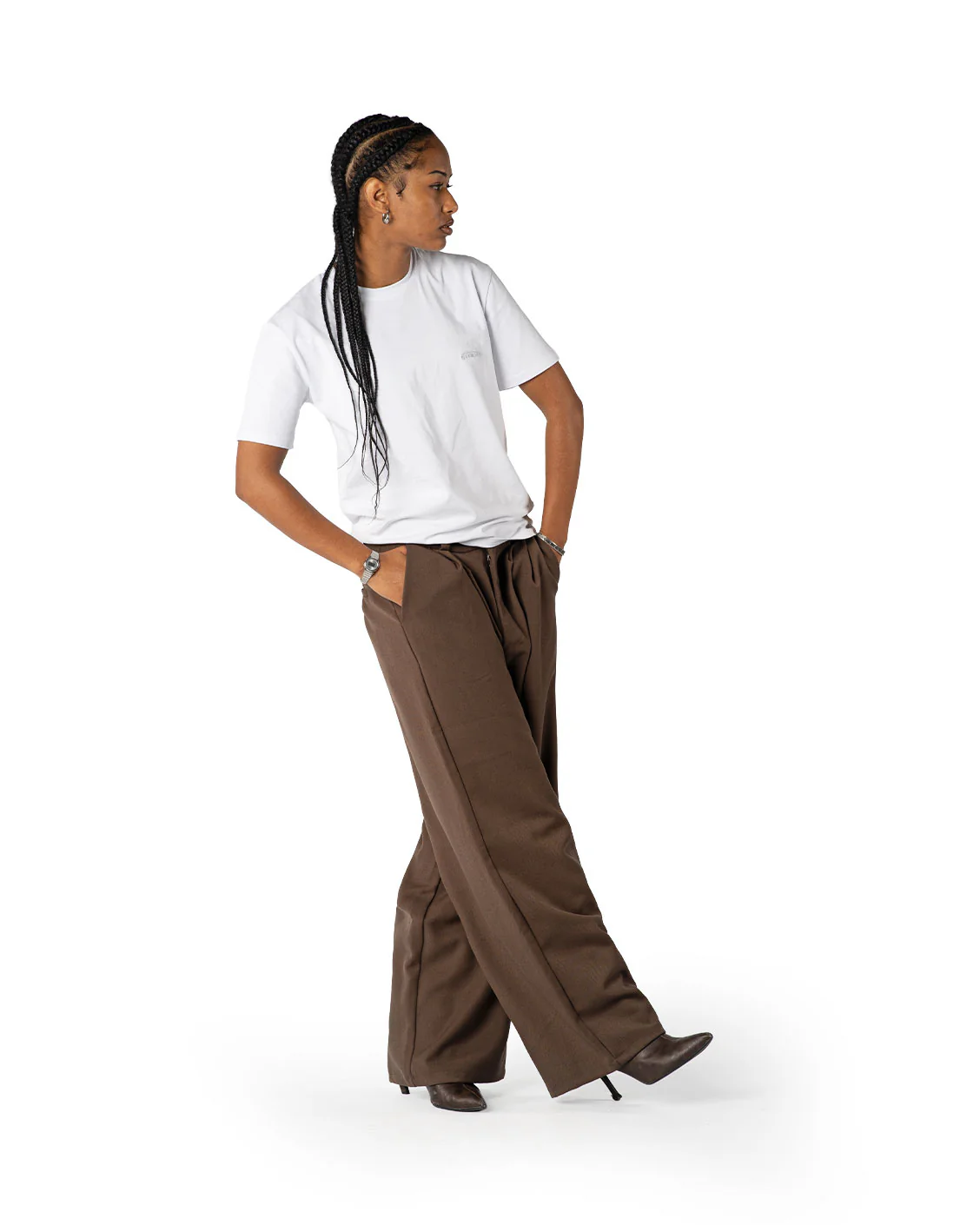 Tailored Pleat Pants Dark Brown - Image 3