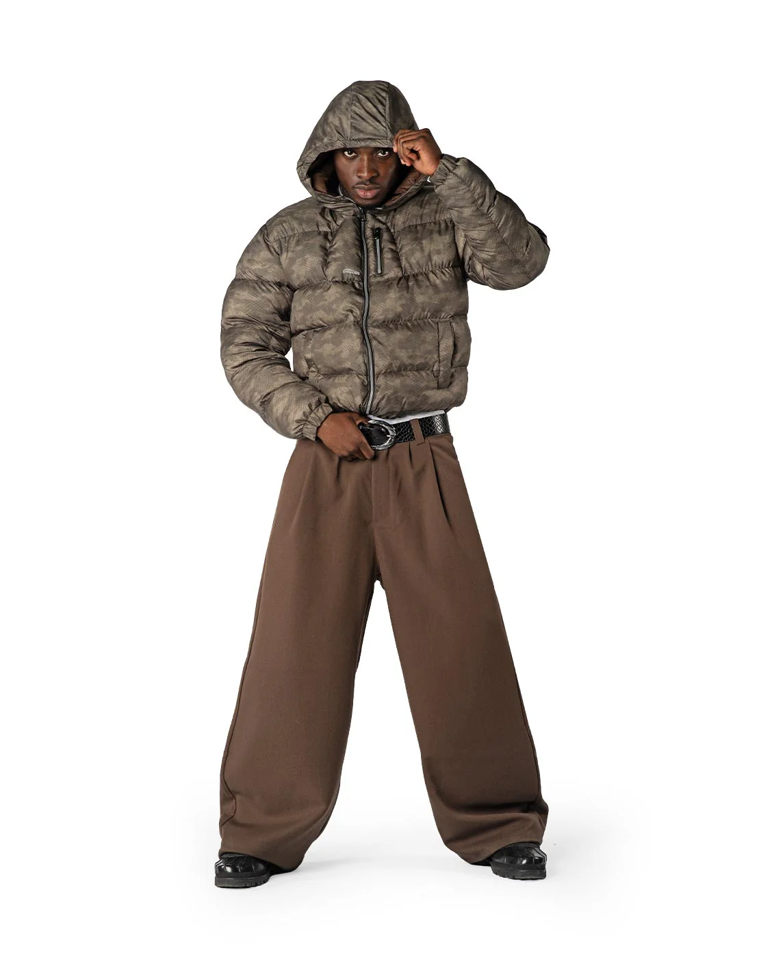 Tailored Pleat Pants Dark Brown - Image 4