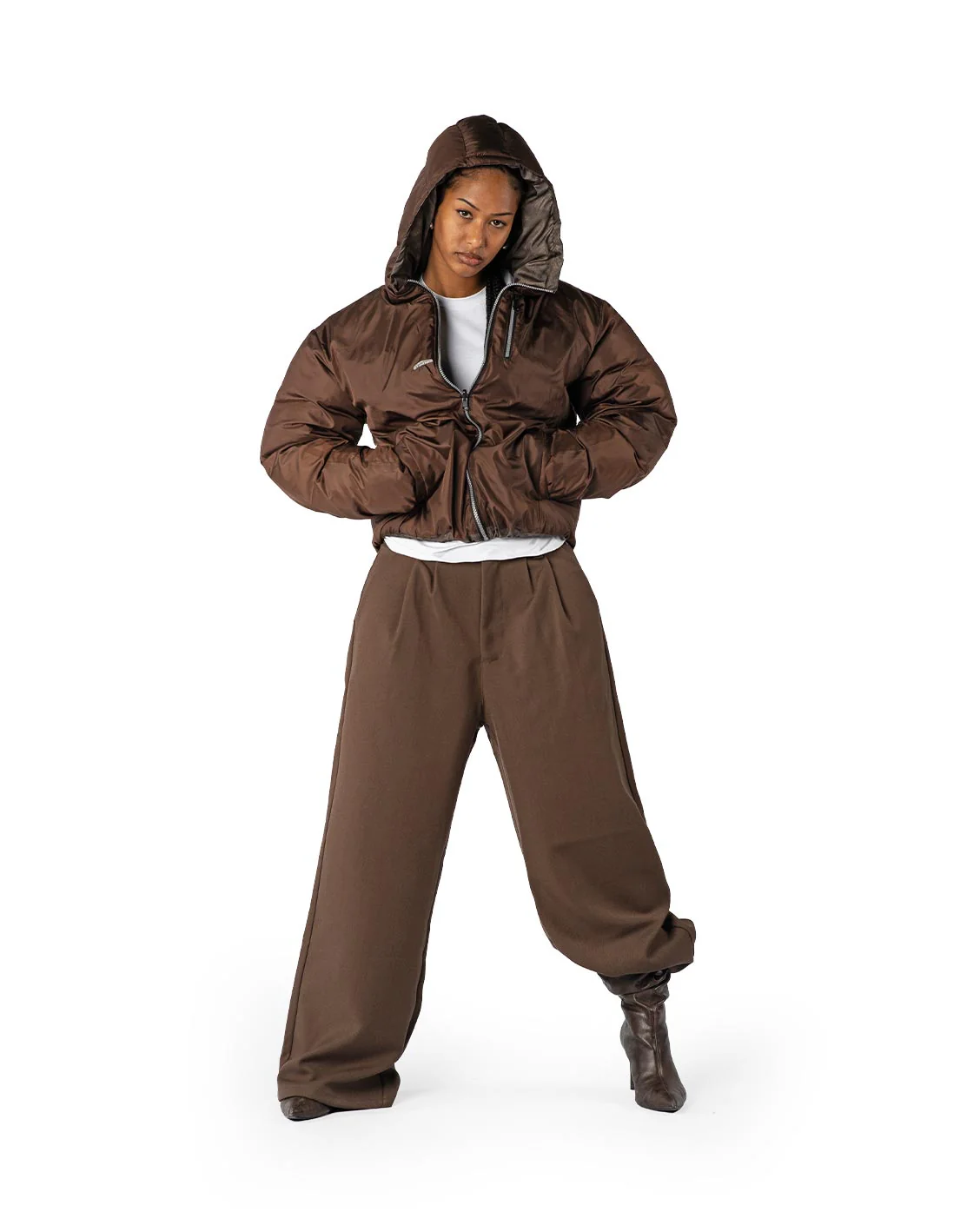 Tailored Pleat Pants Dark Brown - Image 6