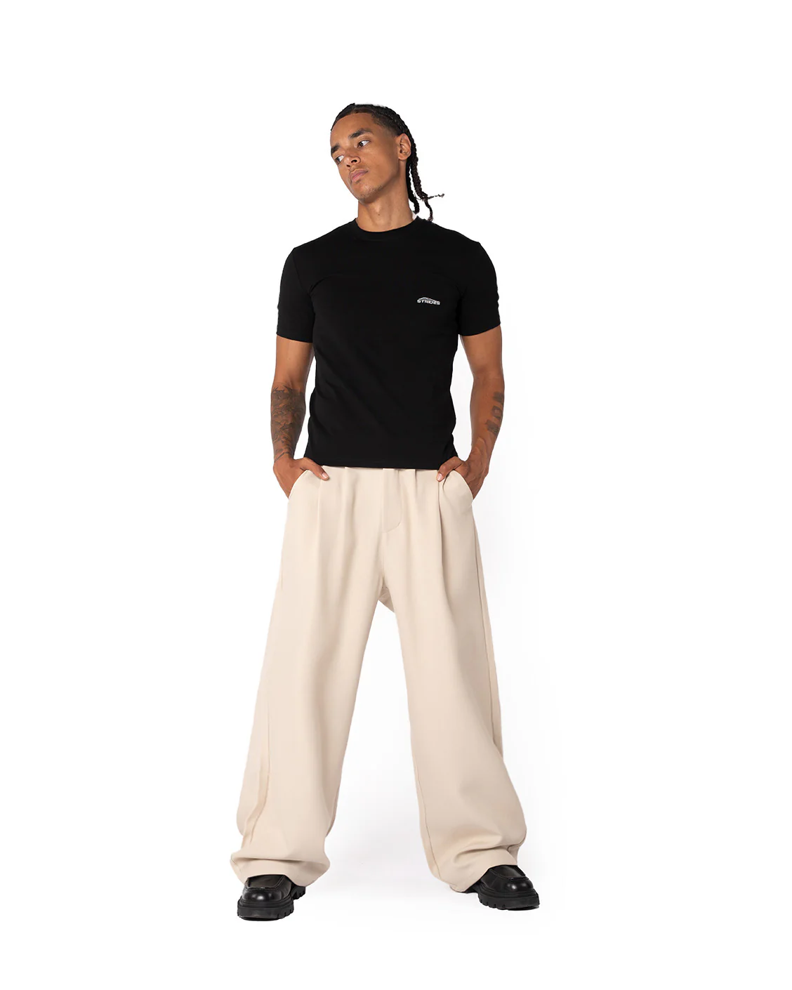Tailored Pleat Pants Beige - Image 4