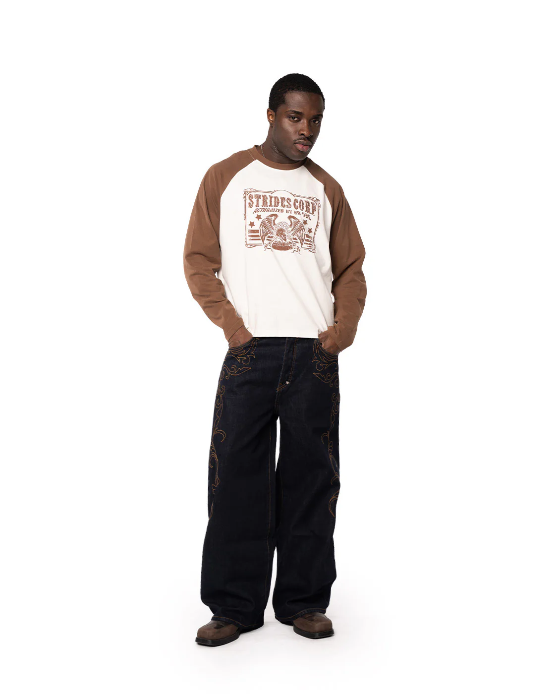 Western Raglan Longsleeve Brown - Image 2